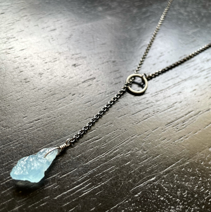 "LARIAT" STYLE Necklaces: Adjustable Sterling Silver CHAIN With Your CHOICE OF STONE/CRYSTAL!