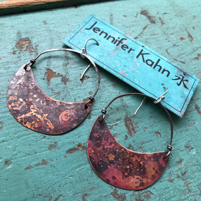 Copper Crescent Earrings - 4 Sizes