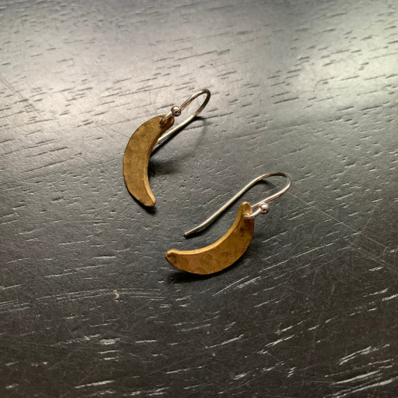 Tiny Moon Earrings - 2 Metal Options