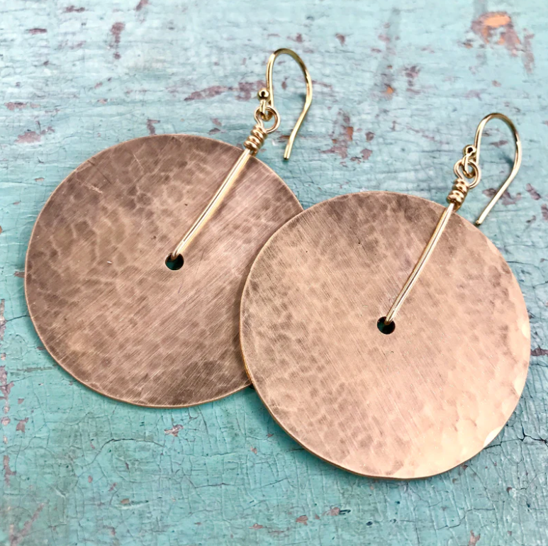 Hammered Gold Disc Earrings - 4 Sizes