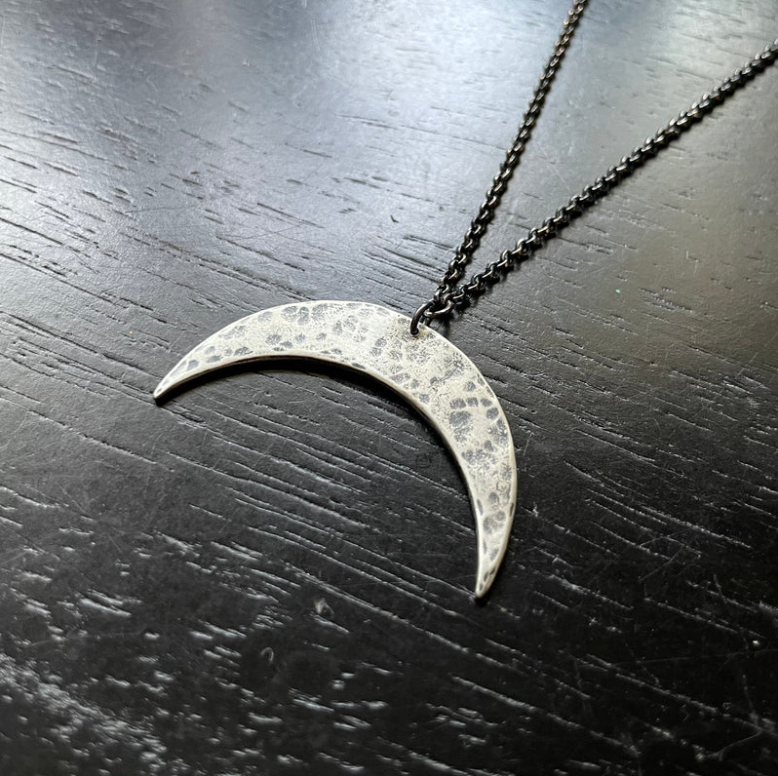 XL SILVER Crescent Moon Necklace: 3 Versions to choose from: