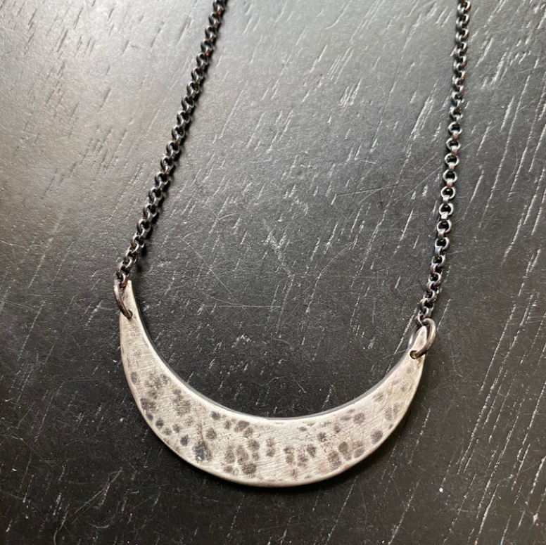 XL SILVER Crescent Moon Necklace: 3 Versions to choose from: