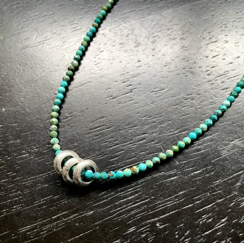 Saucer Bead on Turquoise Strand - Your Choice of Metal & Number of Beads