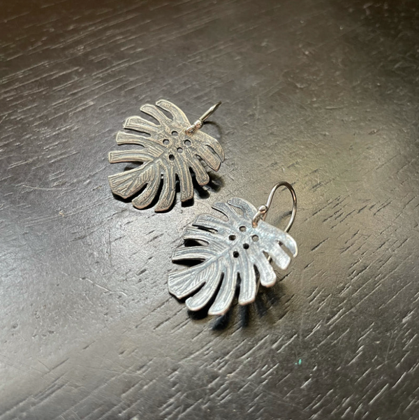Tiny Monstera Leaf Earrings
