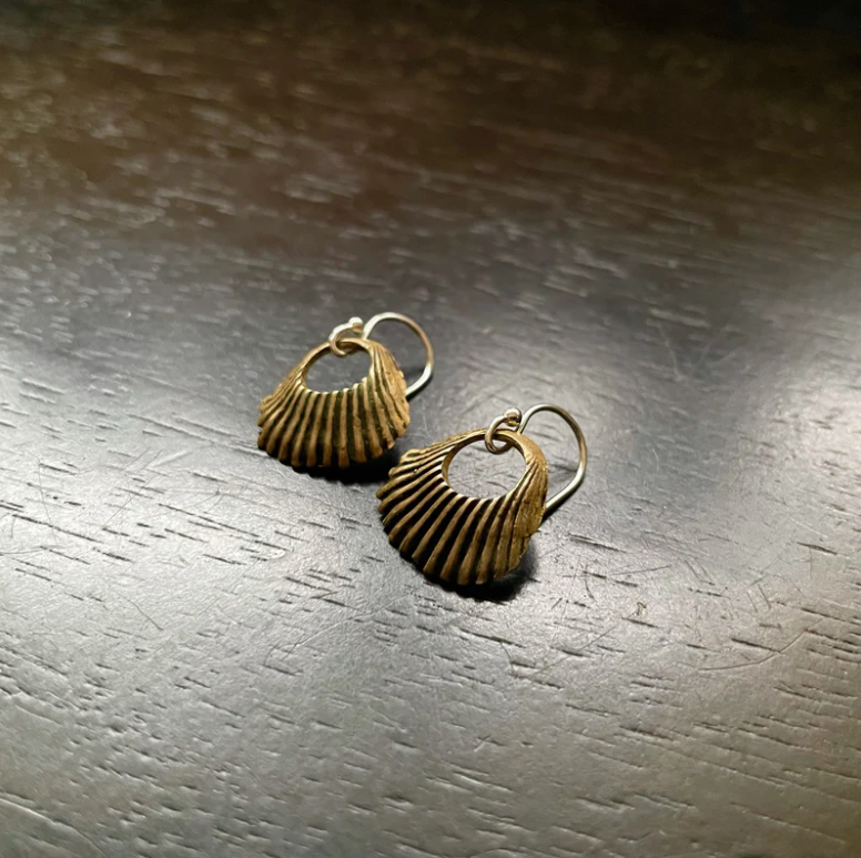 ORIJEN'S: TEXTURED Seashell Medallion Earrings - 2 Metal Options