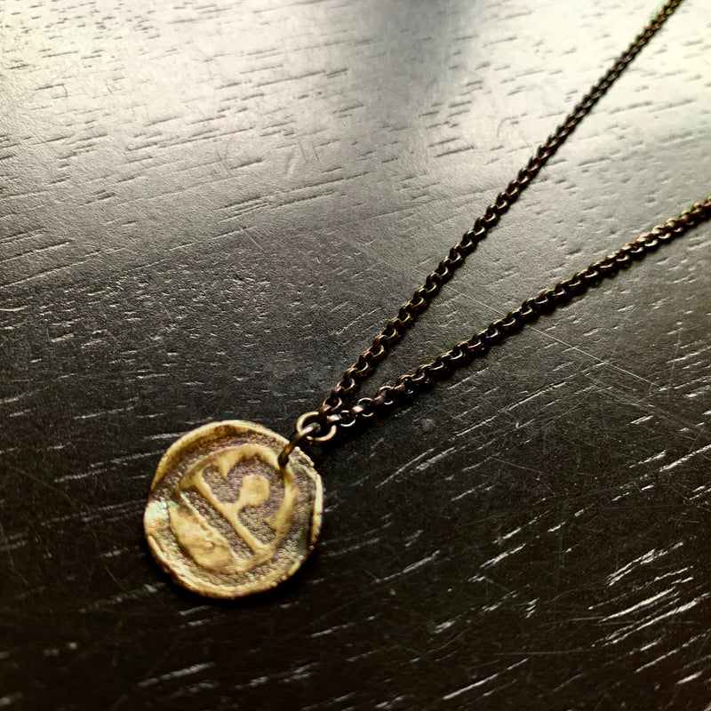 Zodiac Pendant: Single Brass Medallion on Brass Chain