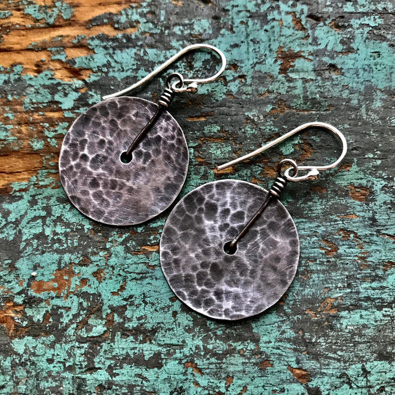 Private Listing for Alicia: Make a match for lost Small Hammered Silver Disk Earrings