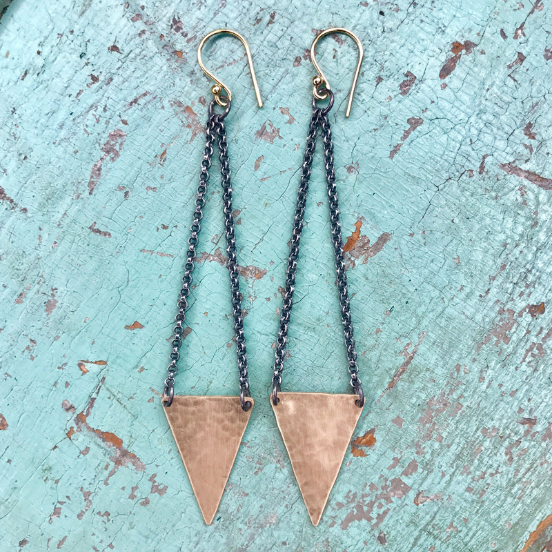 Small Gold Triangle Earrings