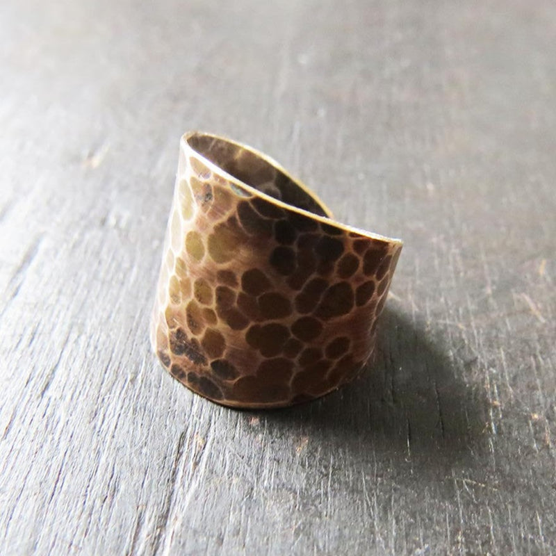 Hammered Brass and Sterling Cuff Ring
