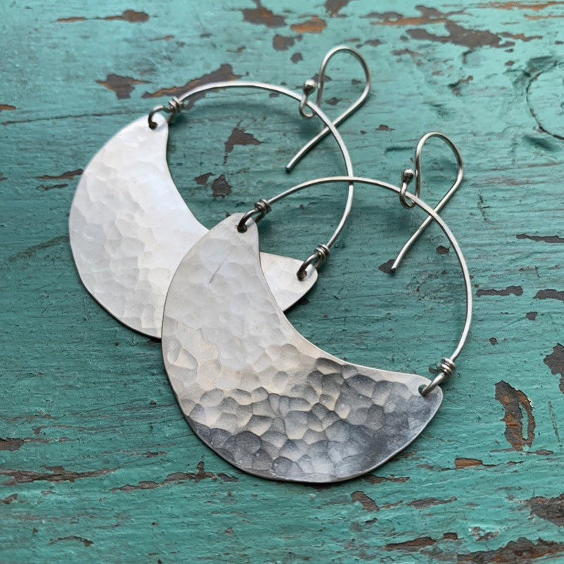 SHINY Silver Crescent Earrings - 3 Sizes
