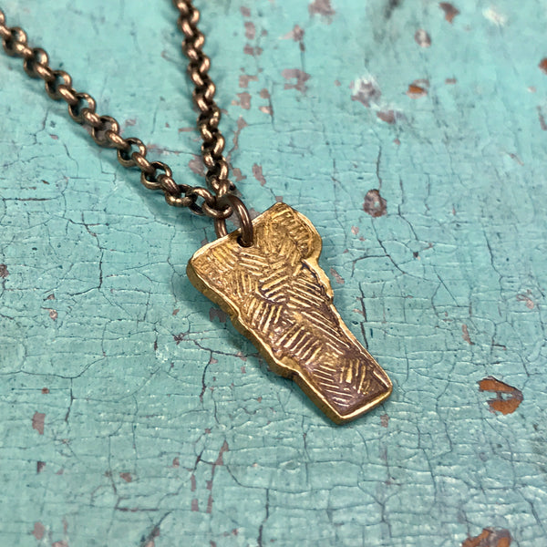 Tiny Brass Vermont Pendant Necklace