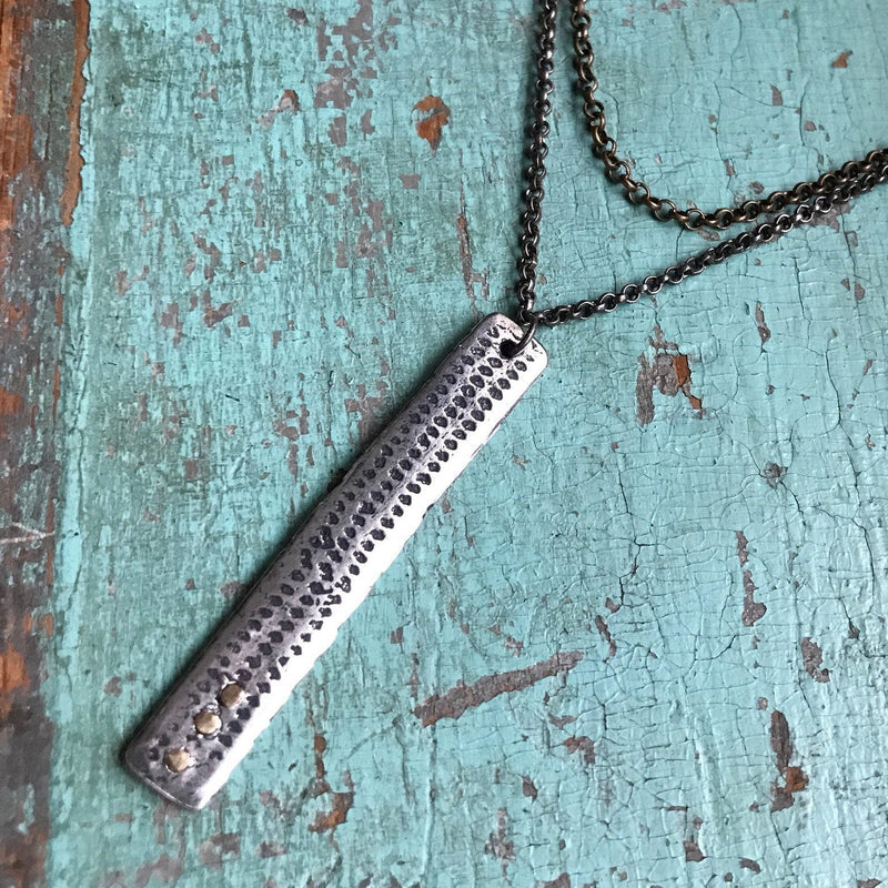 KAHN MAN: Reversible Riveted Sterling Silver Relic Necklace