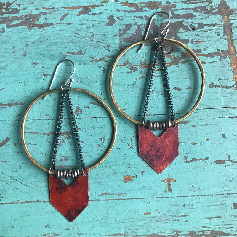 Warrior Earrings with Copper Chevrons