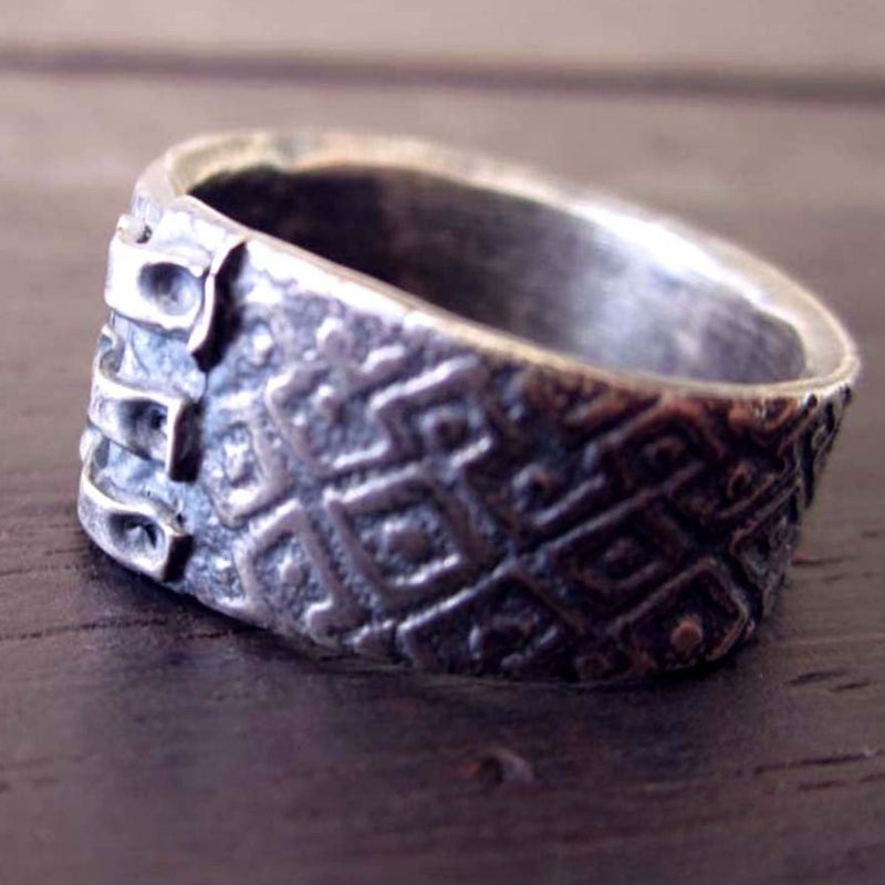 Patched Ring: Square Pattern, size 6 1/4