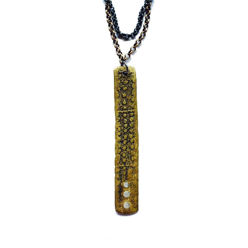 KAHN MAN: Reversible Riveted Brass Relic Necklace