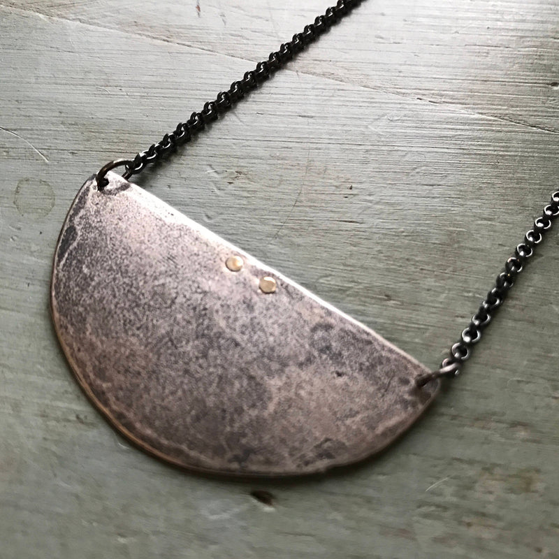 Hammered Crescent Necklace - Sterling