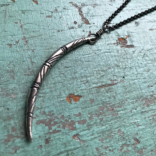 Carved Moon in Sterling Silver Necklace