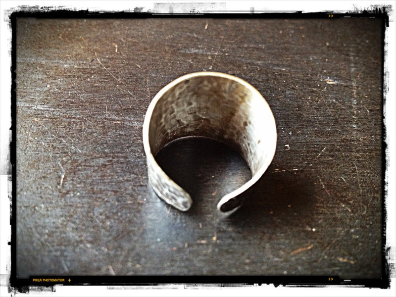 Hammered Sterling Silver Cuff Ring with 3 Rivets!