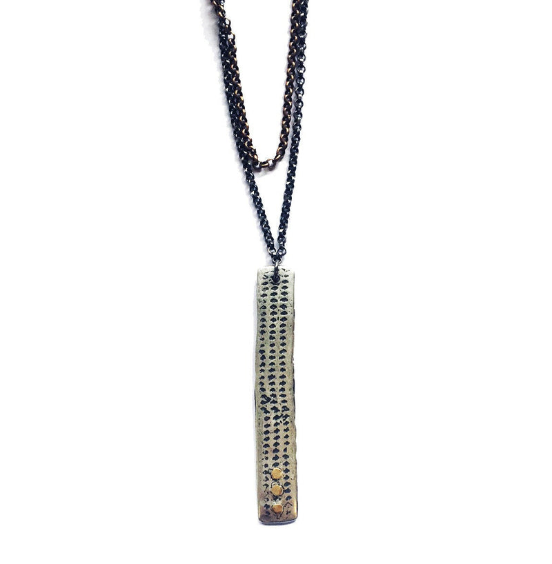 KAHN MAN: Reversible Riveted Sterling Silver Relic Necklace