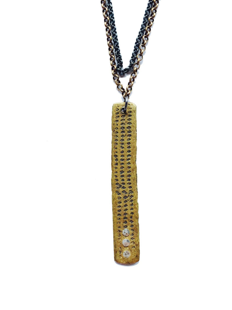 KAHN MAN: Reversible Riveted Brass Relic Necklace