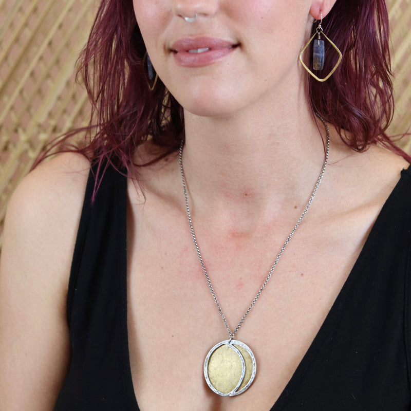 SOLD OUT! (MORE COMING in '24) XL OPEN Silver CRESCENT MOON & Brass SUN/MOON Medallion (reversible)