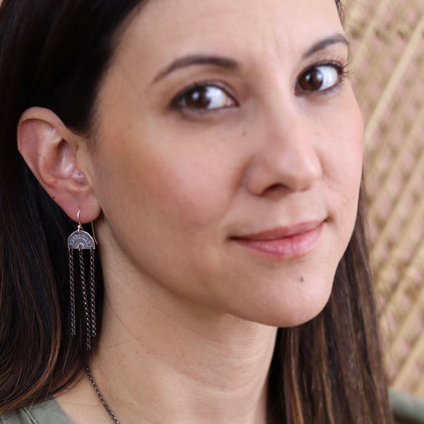 TINY STERLING SUN-BOW with Sterling Chains Earrings