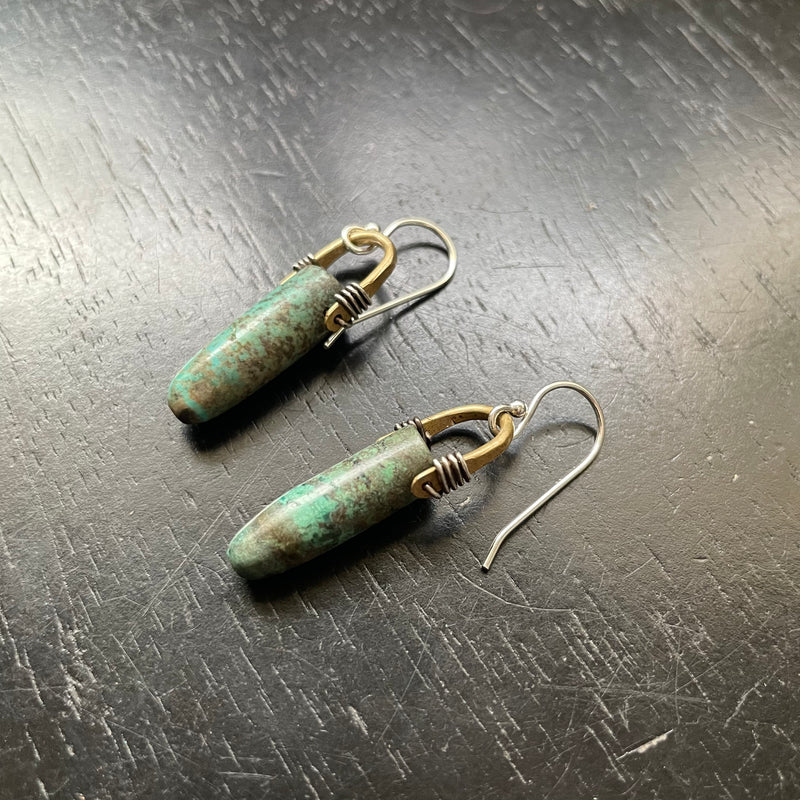 Tiny Taliswoman Turquoise Double Point Earrings