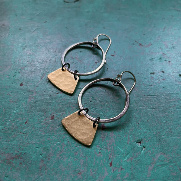 Tiny Silver and Gold Mezzaluna Earrings