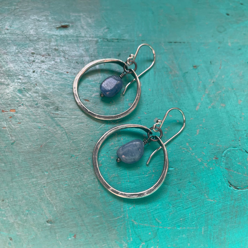 Tiny Silver Kyanite Hoops