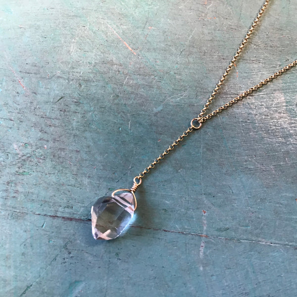 Herkimer Diamond Y Necklace - 14k Gold Filled