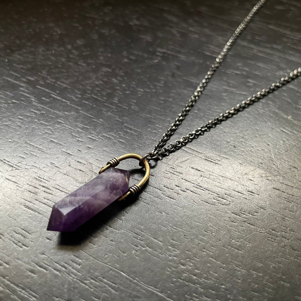 AMETHYST TALISWOMAN: Faceted, Double-point Necklace OOAK #2