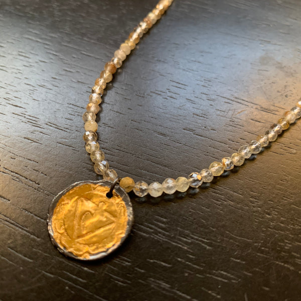 Chakra Kahn: GOLD + SILVER ROOT Chakra Pendant on Full Strand of Garne –  jenkahnjewelry