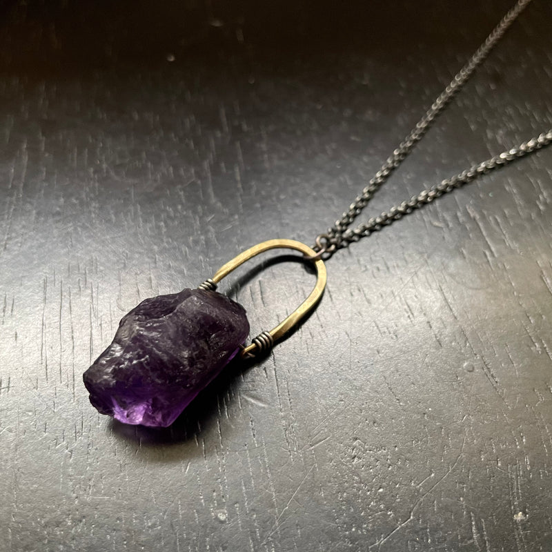 RAW AMETHYST TALISWOMAN Necklace OOAK #3