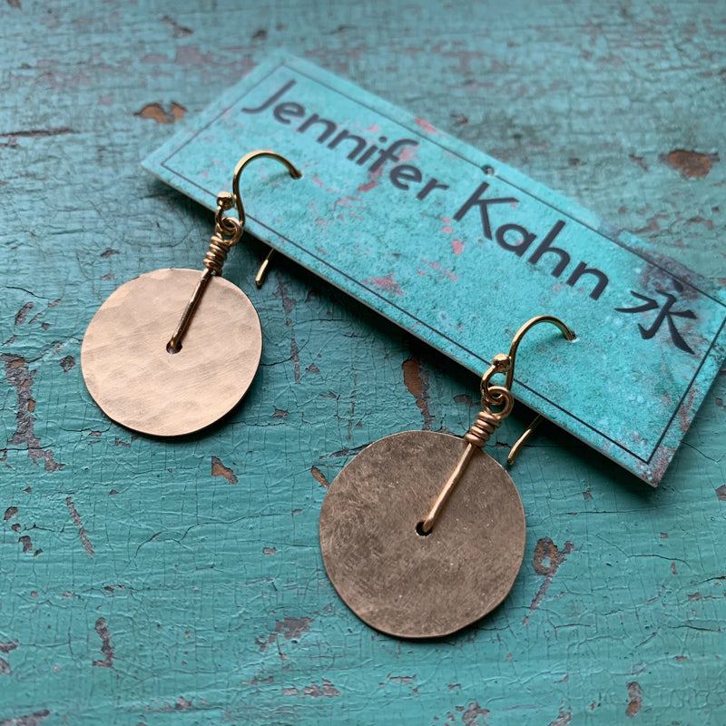Hammered Gold Disc Earrings - 4 Sizes