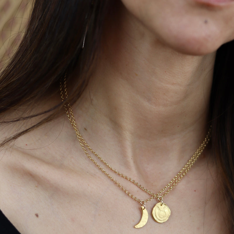 Gold Tiny Crescent Moon Necklace, GOLD VERMEIL