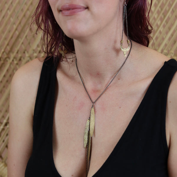 Metal Feather Necklace - 2 Sizes