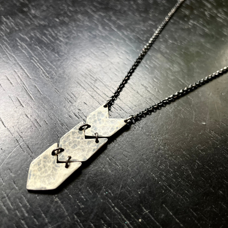 TINY SILVER Triple Chevrons (pointing down) necklace