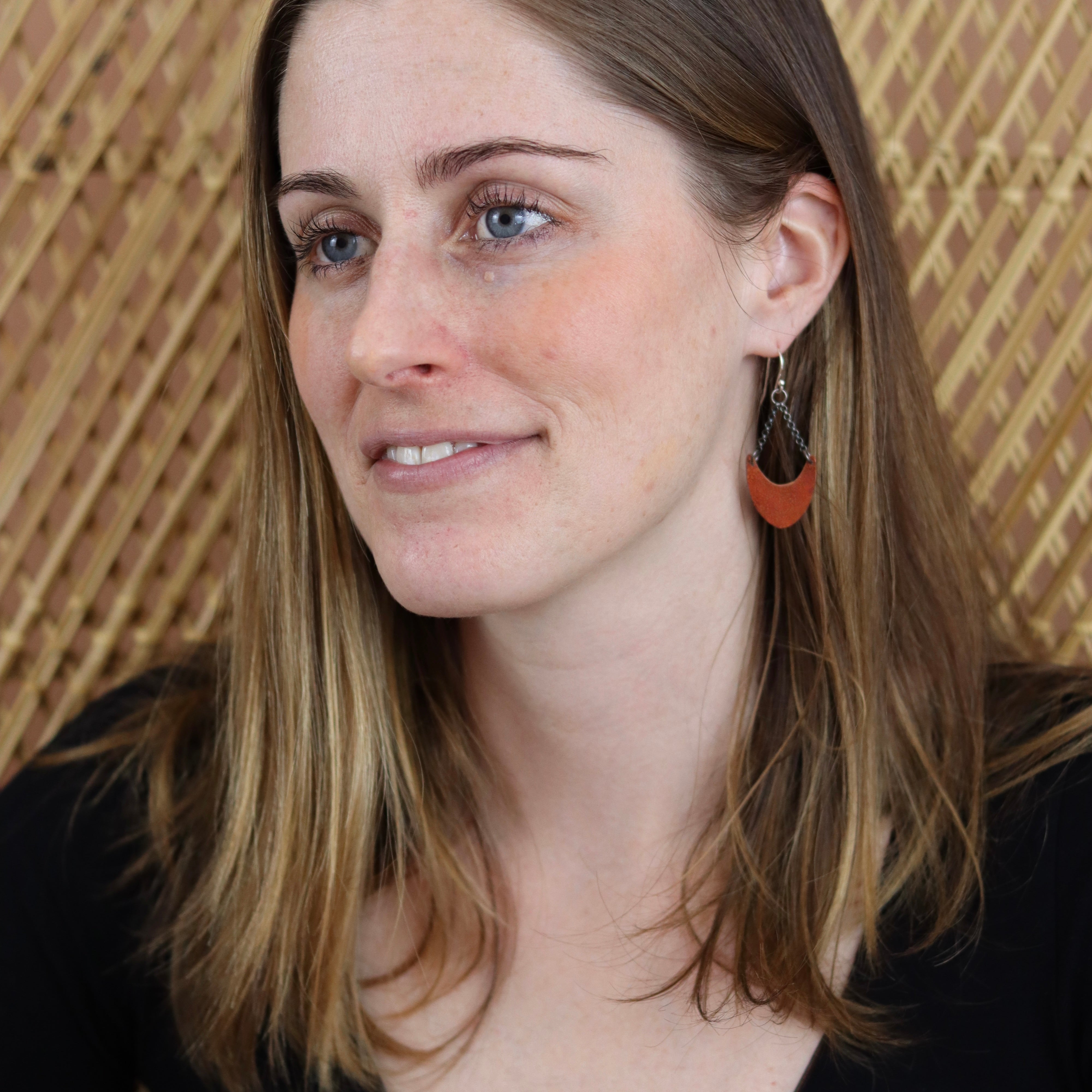 Copper Pendulum Earrings jenkahnjewelry