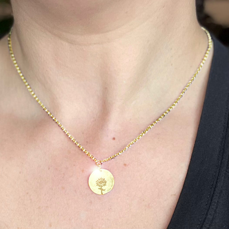 Gold Sunflower Pendant  - Fundraiser for Ukraine