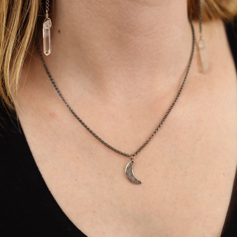 Tiny Moon Necklace - Sterling Silver