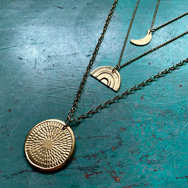 Gold Tiny Crescent Moon Necklace, GOLD VERMEIL
