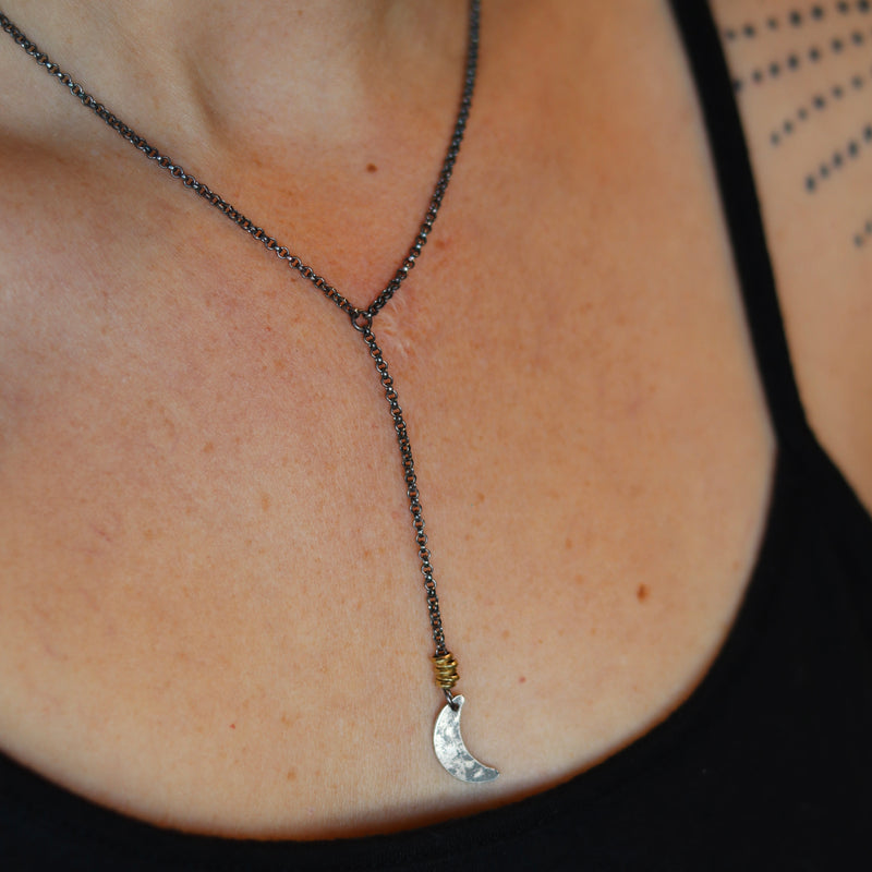 Moon Drop Necklace in Sterling Silver