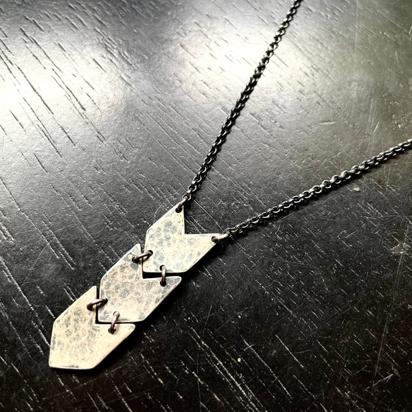 TINY SILVER Triple Chevrons (pointing down) necklace