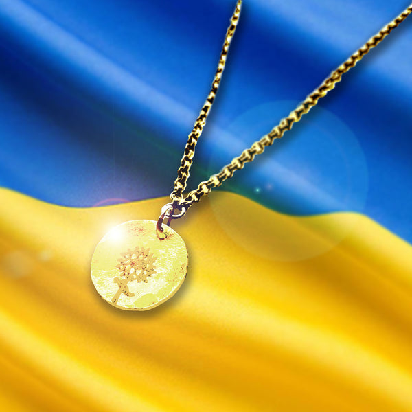 Gold Sunflower Pendant  - Fundraiser for Ukraine