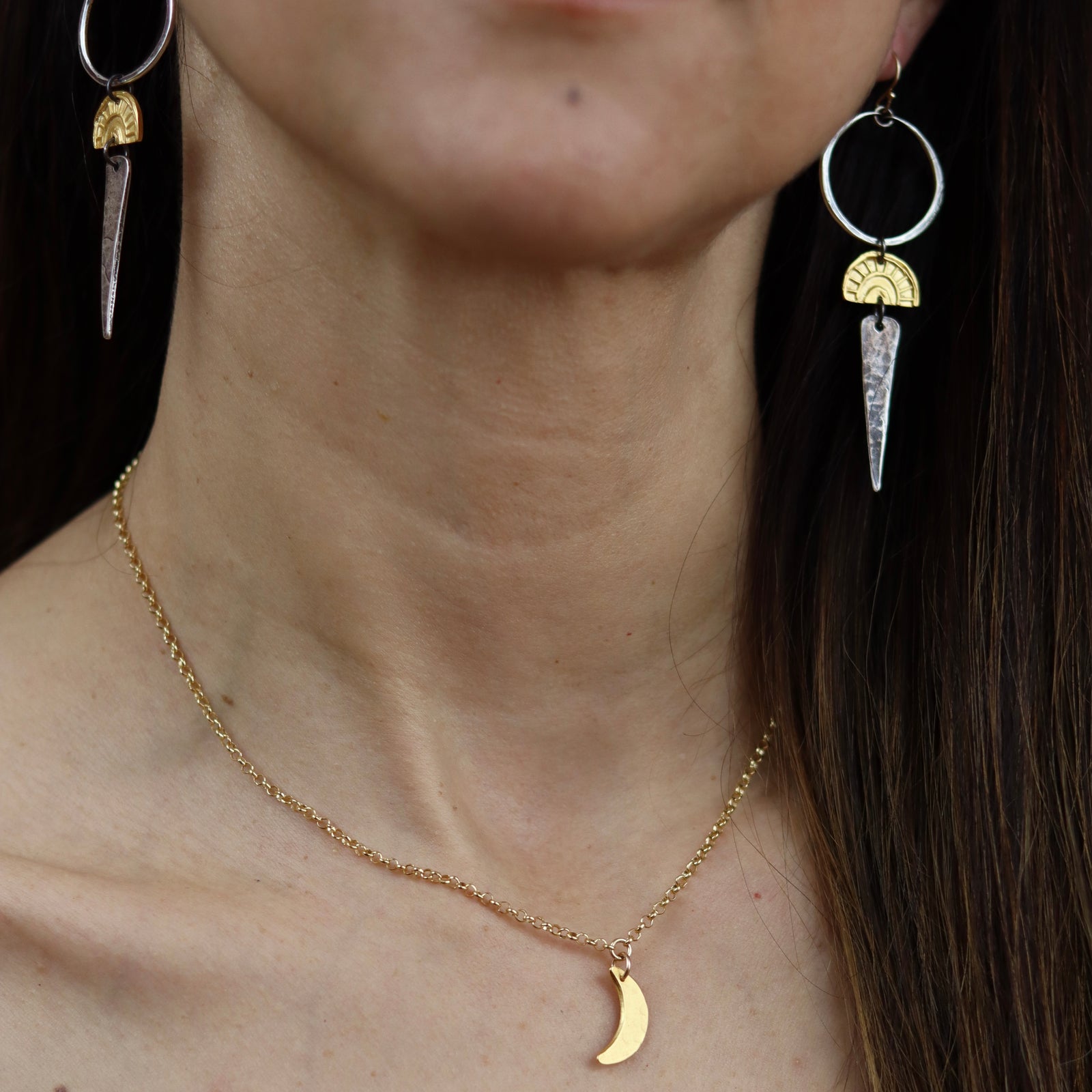 Tiny Gold Crescent Moon Necklace – jenkahnjewelry