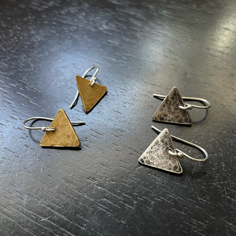 Tiny Triangle Earrings - 2 Metal Options