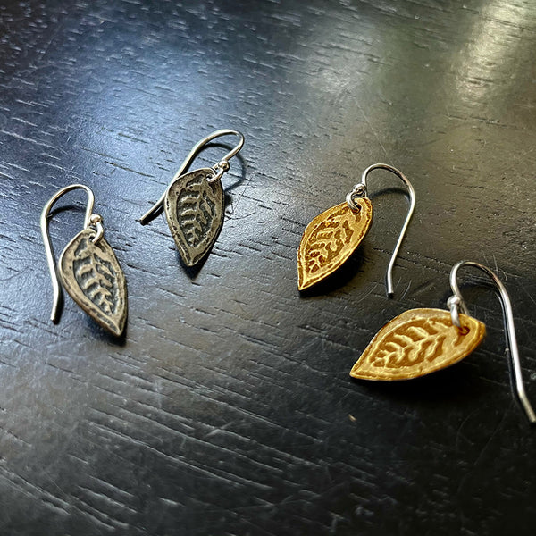 Tiny Leaf Earrings - 2 Metal Options